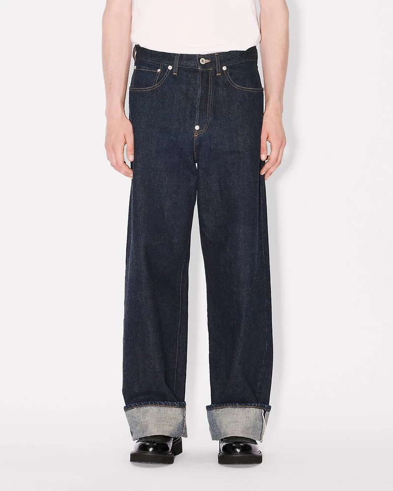 Turn up wide fit jeans Japanese denim
