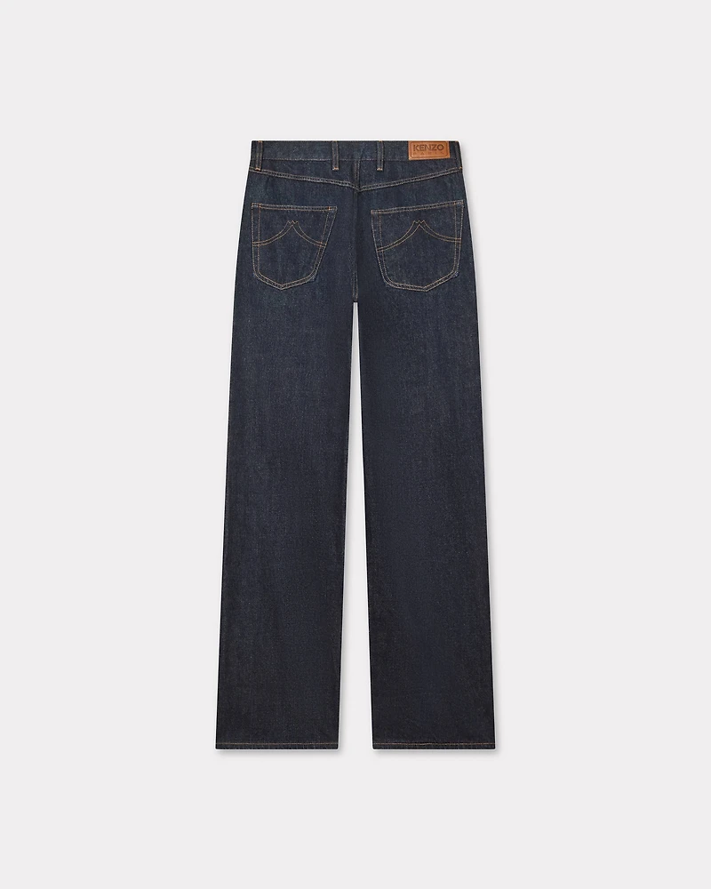 Turn up wide fit jeans Japanese denim