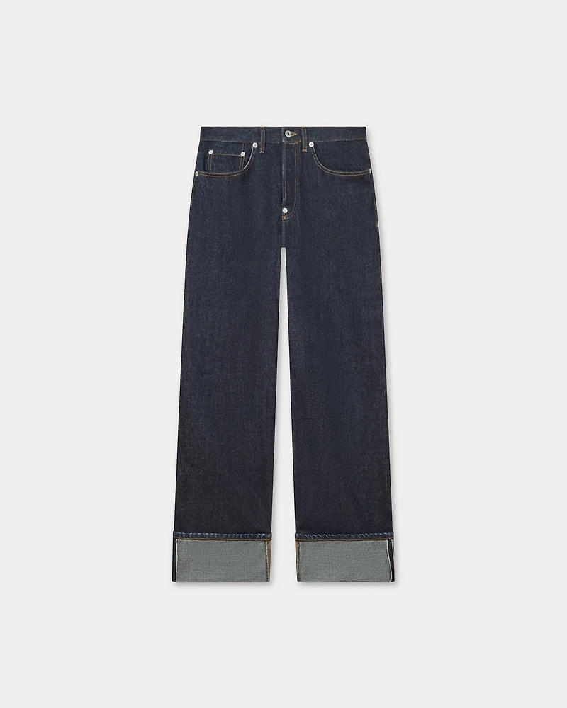 Turn up wide fit jeans Japanese denim