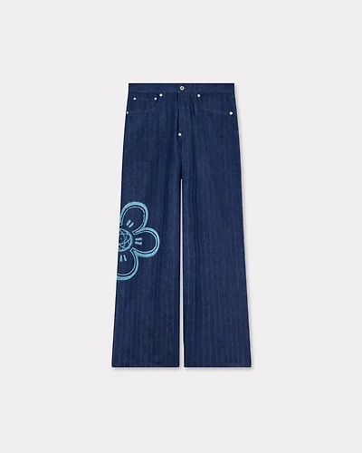 'Kenzo x Futura 2000' turn up wide fit jeans Japanese denim