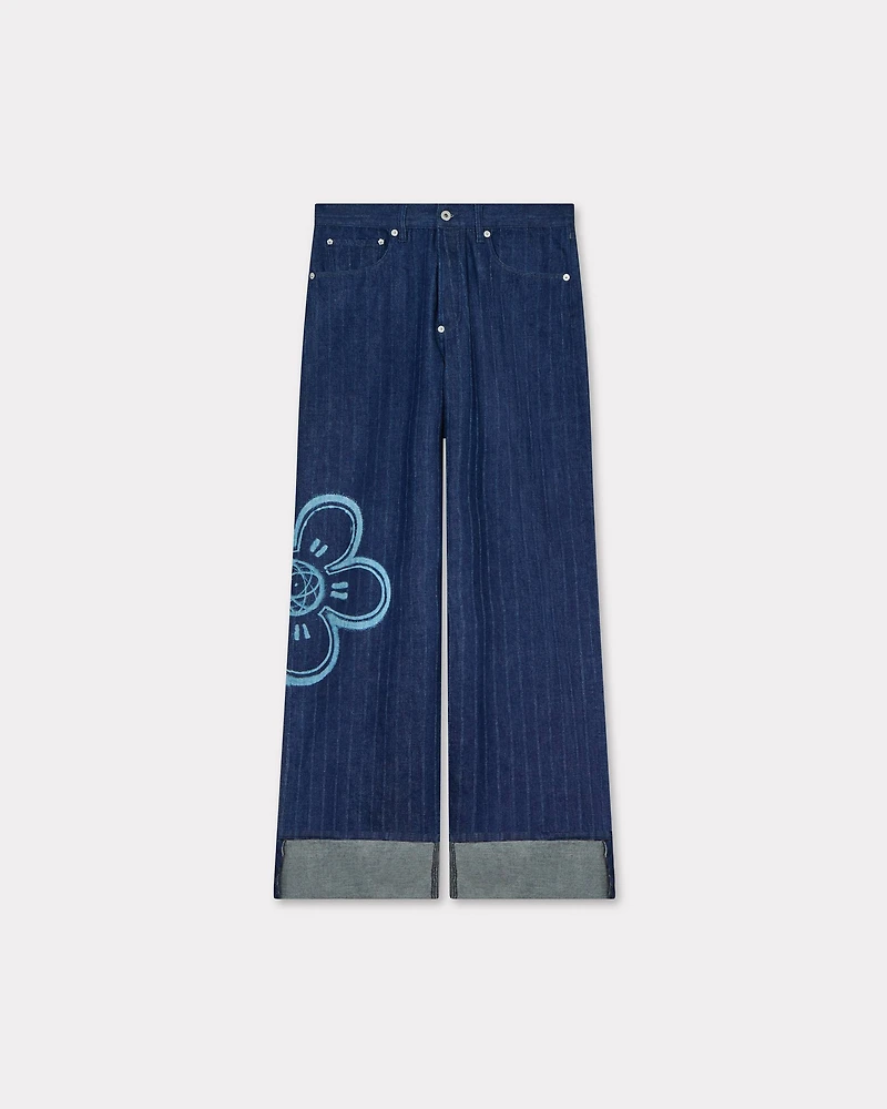 'Kenzo x Futura 2000' turn up wide fit jeans Japanese denim