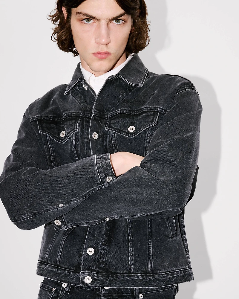 'Boke Flower' embroidered trucker jacket japanese denim
