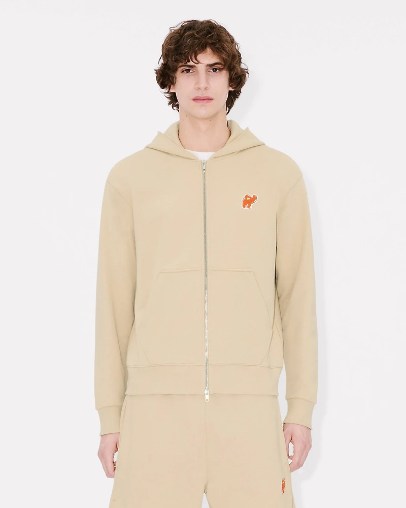 'KENZO Elephant Logo' embroidered full-zip hoodie cotton