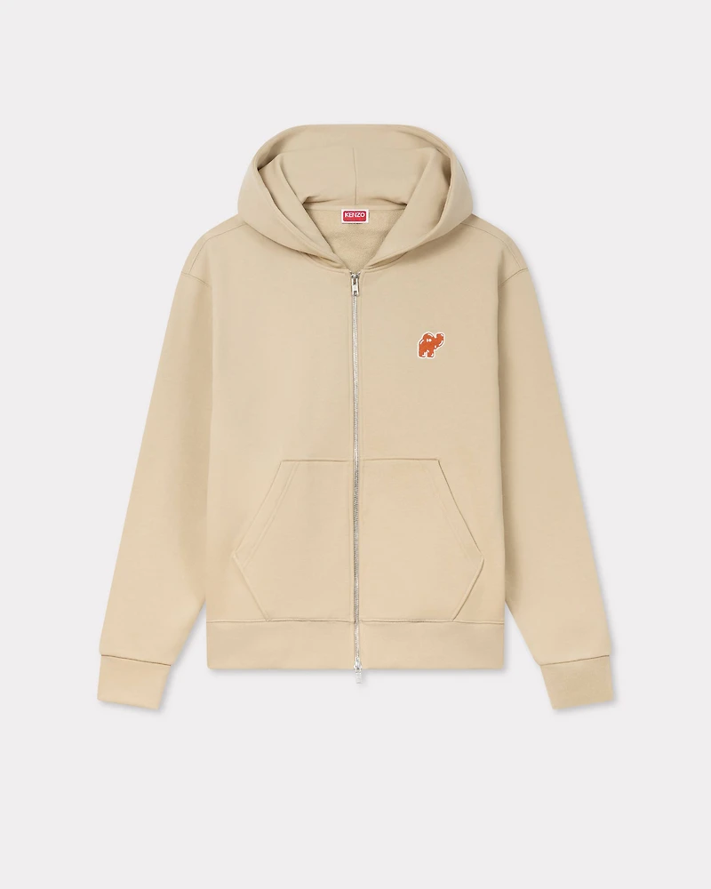 'KENZO Elephant Logo' embroidered full-zip hoodie cotton