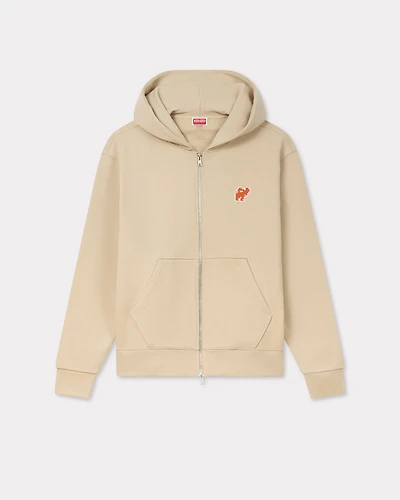 'KENZO Elephant Logo' embroidered full-zip hoodie cotton