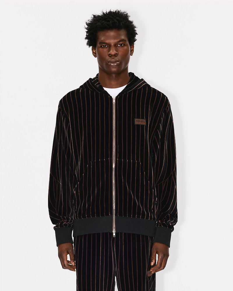 'KENZO Leaf Stripe' zipped hoodie velvet