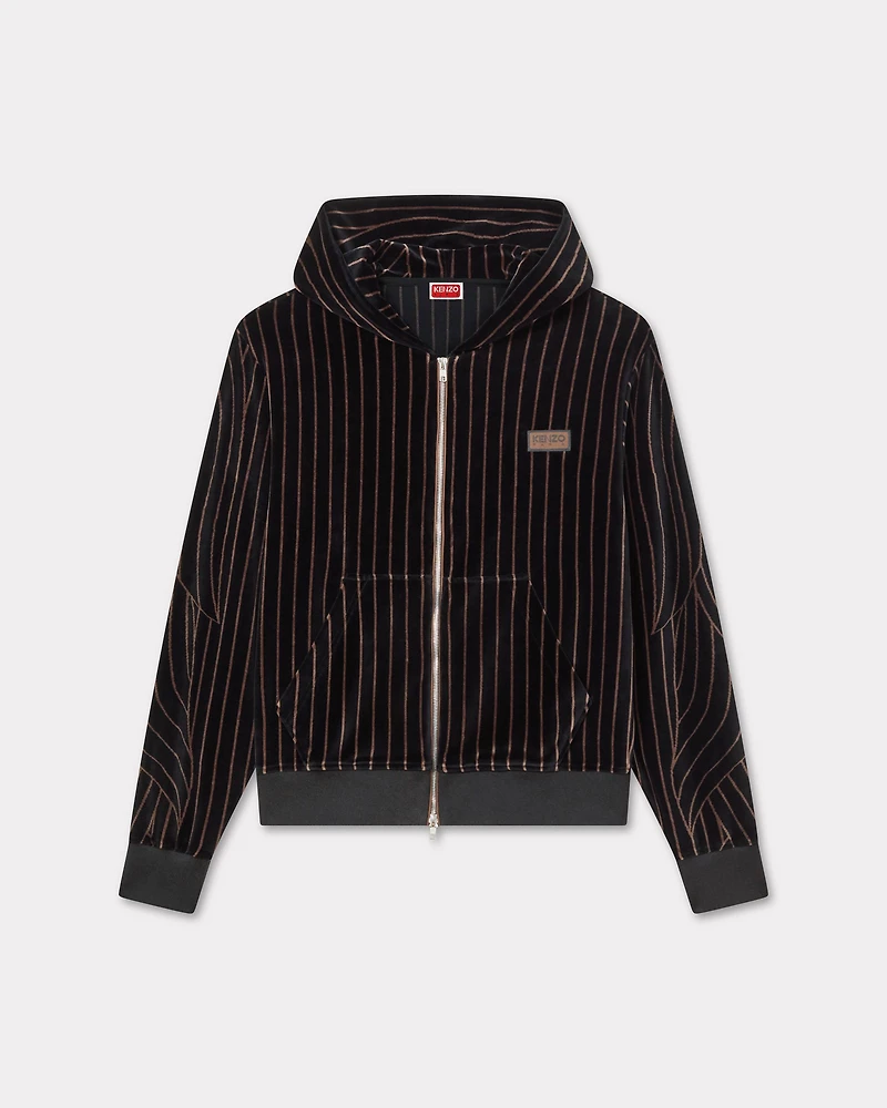 'KENZO Leaf Stripe' zipped hoodie velvet
