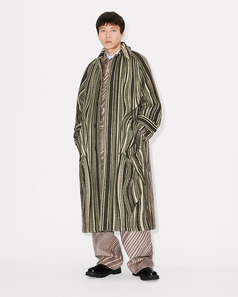 'KENZO Leaf Stripe' coat cotton wool jacquard