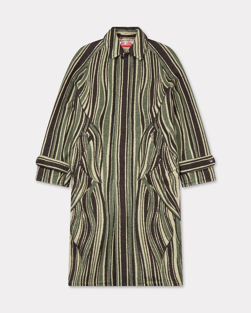 'KENZO Leaf Stripe' coat cotton wool jacquard