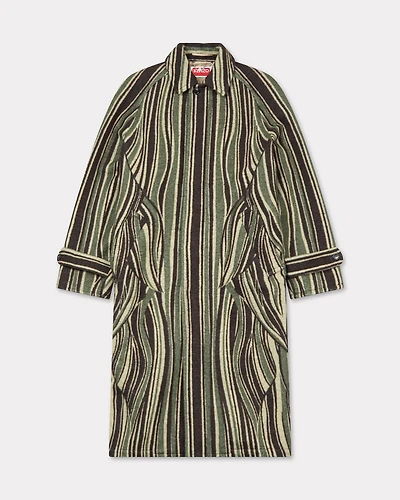 'KENZO Leaf Stripe' coat cotton wool jacquard