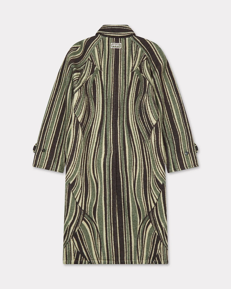 'KENZO Leaf Stripe' coat cotton wool jacquard