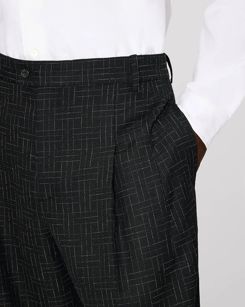 'KENZO Weave' straight tailored pants virgin wool jacquard