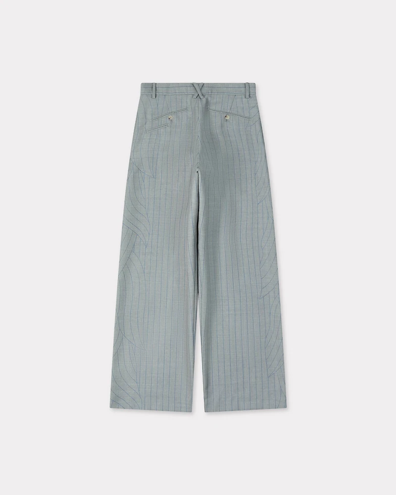 'KENZO Leaf Stripe' straight tailored pants virgin wool jacquard