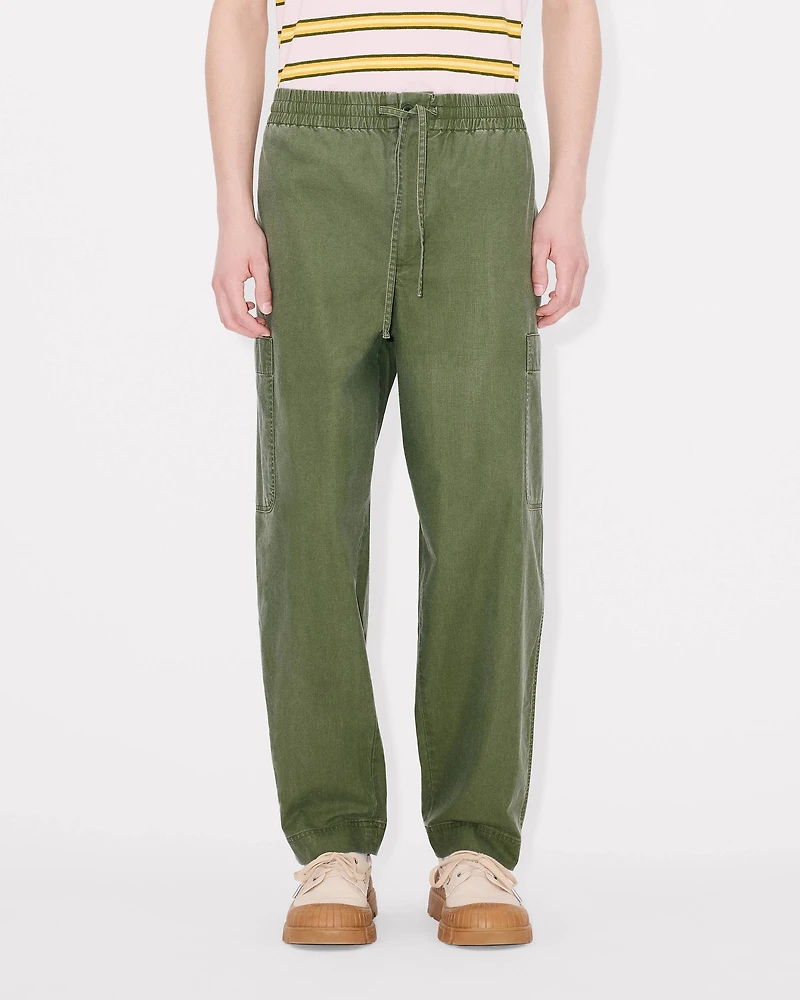 'KENZO Elephant Logo' embroidered cargo jogpants coated cotton