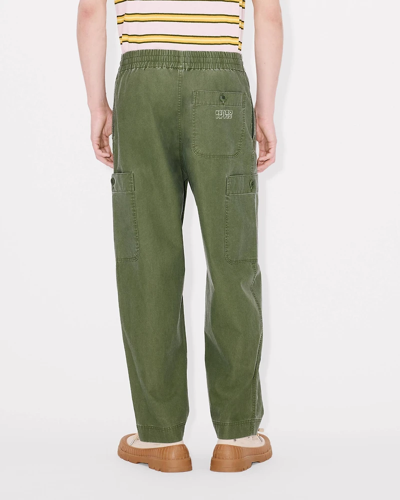 'KENZO Elephant Logo' embroidered cargo jogpants coated cotton