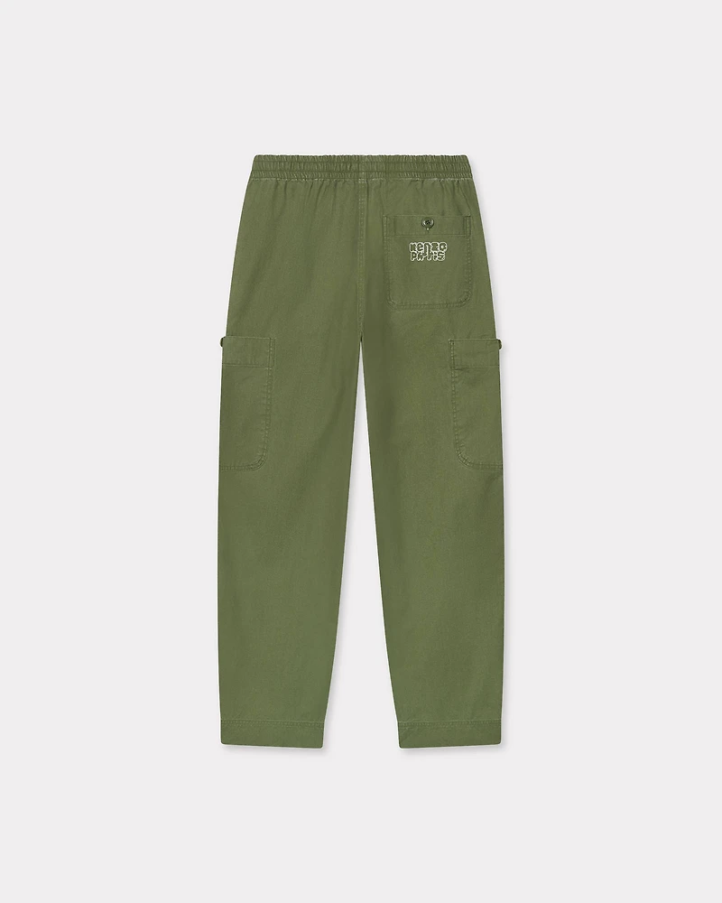 'KENZO Elephant Logo' embroidered cargo jogpants coated cotton