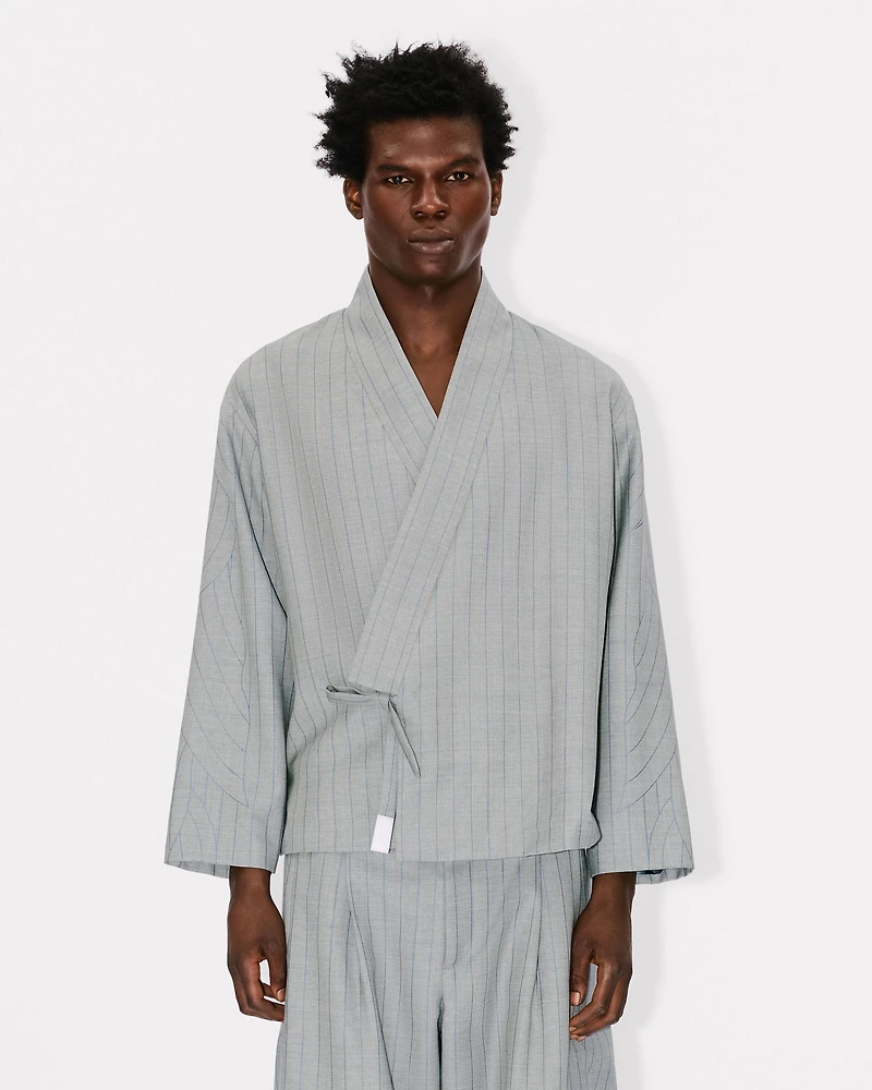 'KENZO Leaf Stripe' kimono jacket wool jacquard