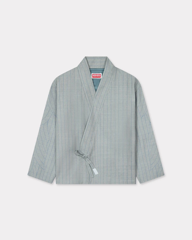 'KENZO Leaf Stripe' kimono jacket wool jacquard