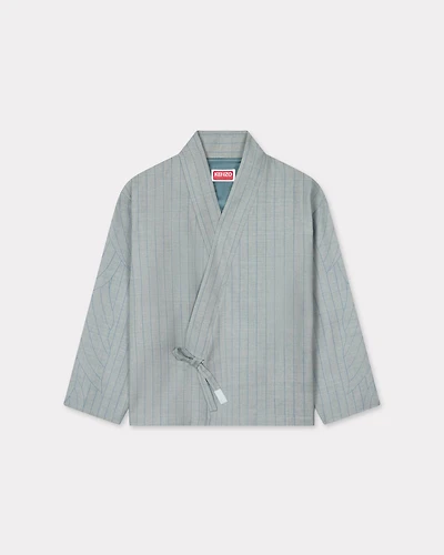 'KENZO Leaf Stripe' kimono jacket wool jacquard