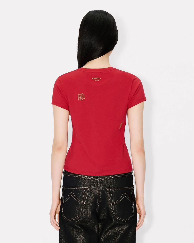 Multi 'Boke Flower' embroidered T-shirt cotton