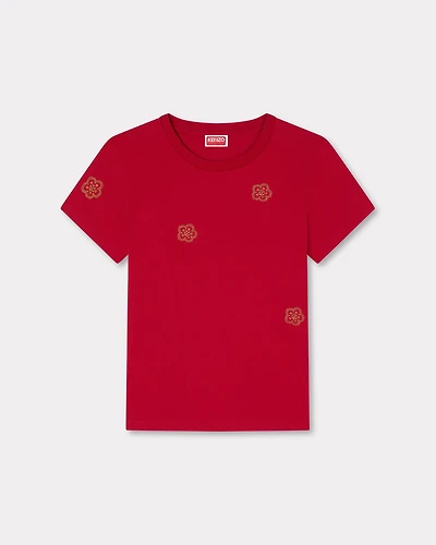 Multi 'Boke Flower' embroidered T-shirt cotton