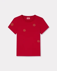 Multi 'Boke Flower' embroidered T-shirt cotton