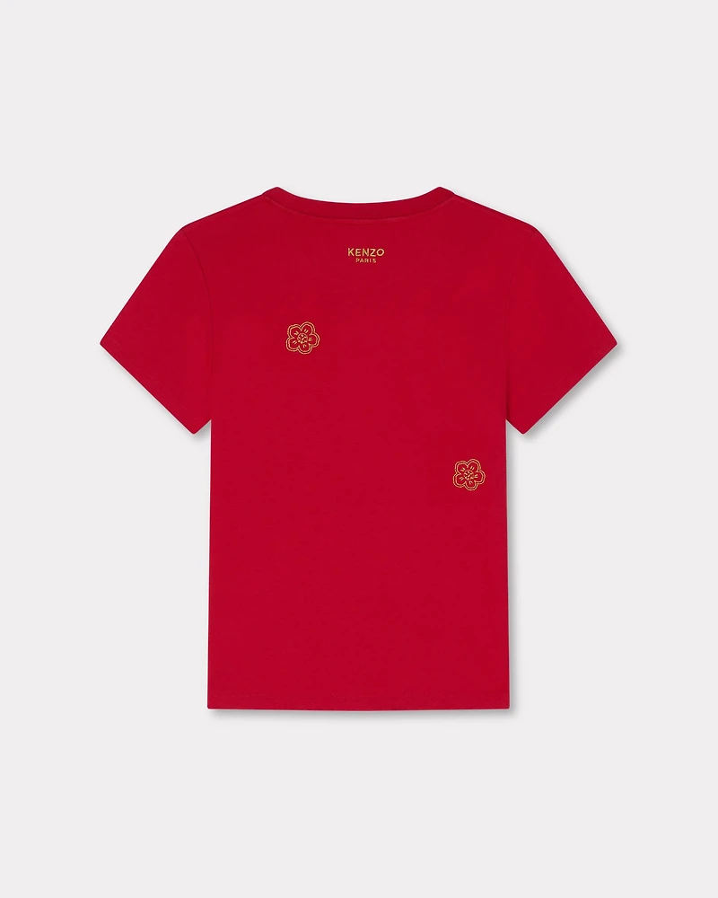 Multi 'Boke Flower' embroidered T-shirt cotton