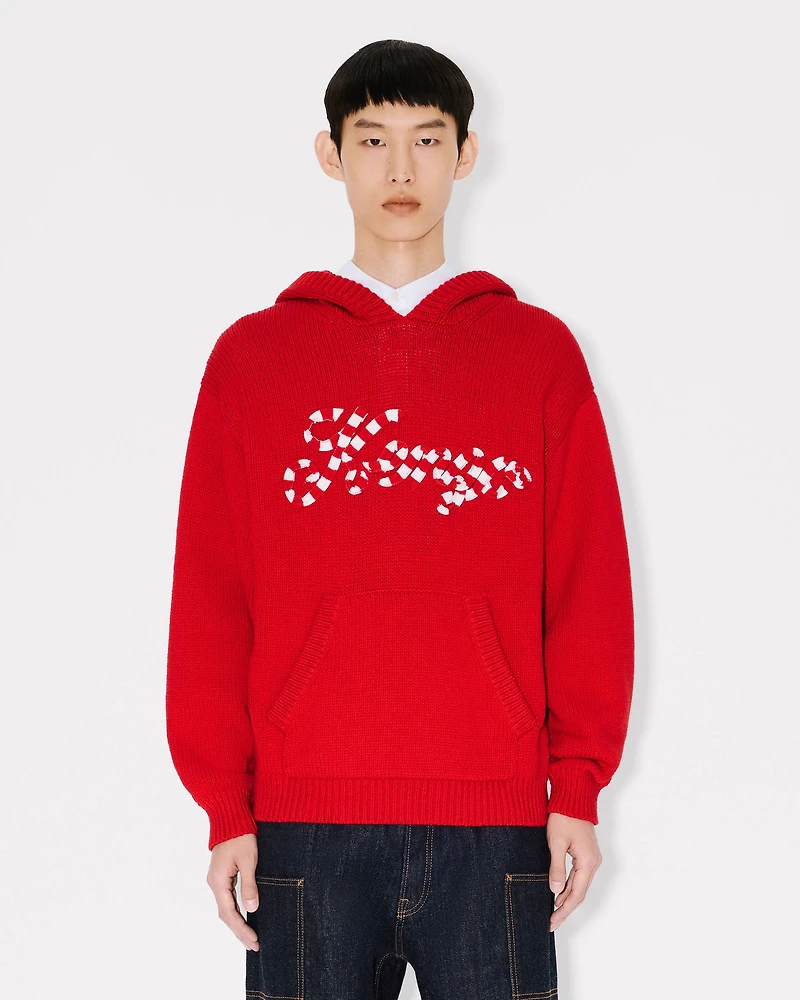'KENZO Winter Holidays' embroidered hoodie cardigan cotton and wool