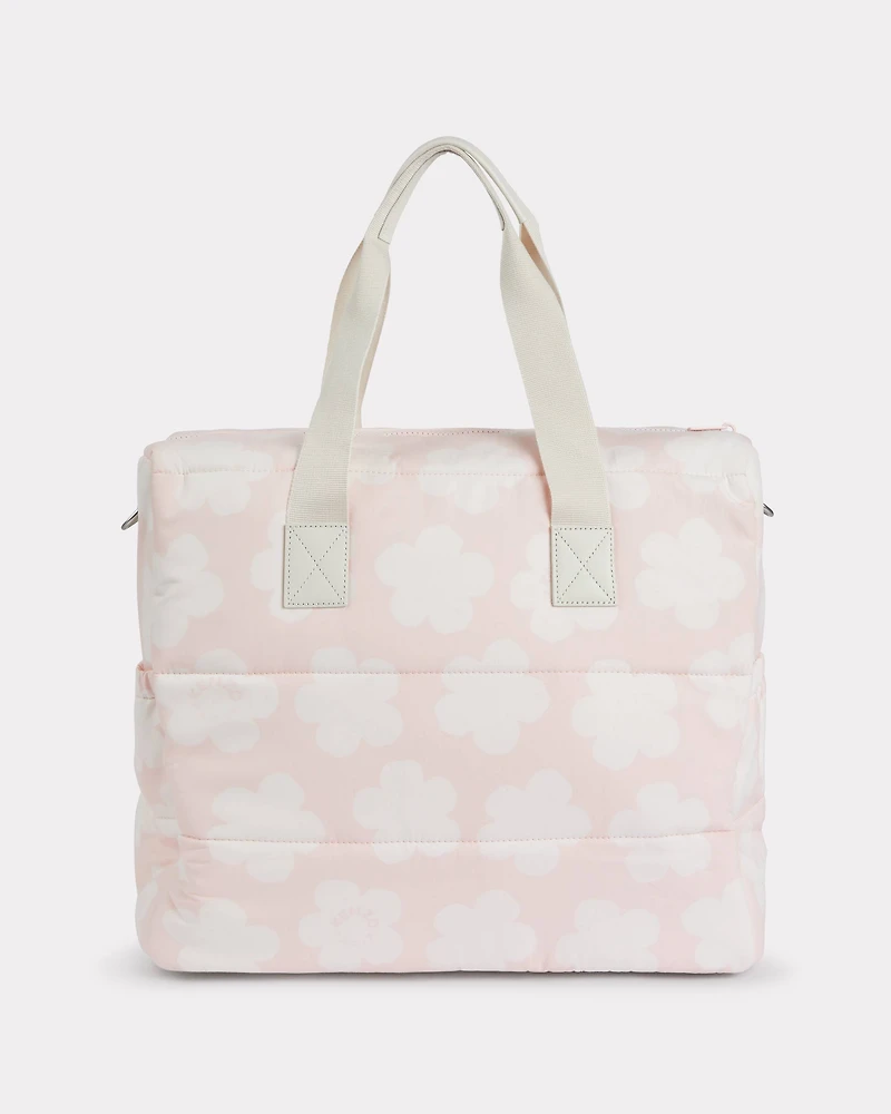 Quilted changing bag poplin and leather