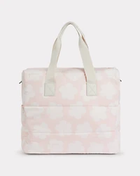 Quilted changing bag poplin and leather