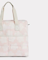 Quilted changing bag poplin and leather