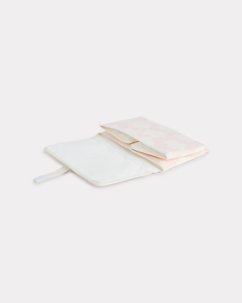 Quilted changing bag poplin and leather