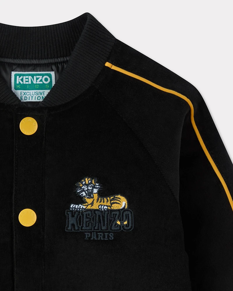 'Festive' embroidered velvet bomber jacket