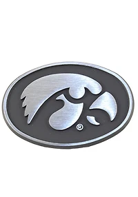 Rally House Iowa Hawkeyes Matte Chrome Car Emblem - Grey | Liberty Center