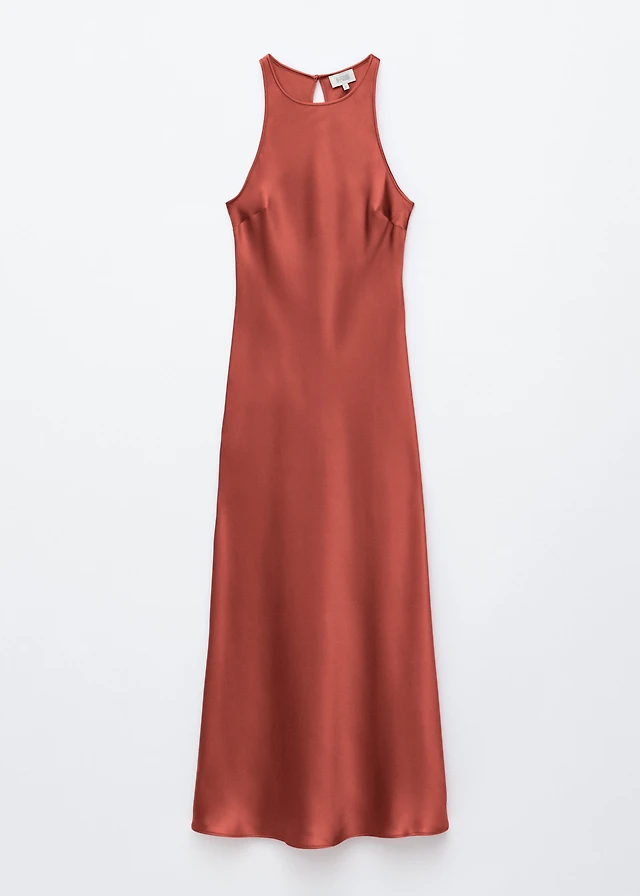 and other stories shirred satin midi dress & Other Stories + Slim Satin Midi Dress