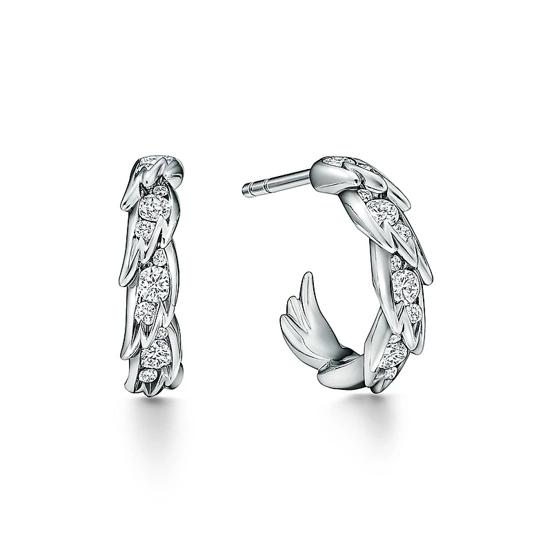 Bird on a Rock by Tiffany Wings Hoop Earrings