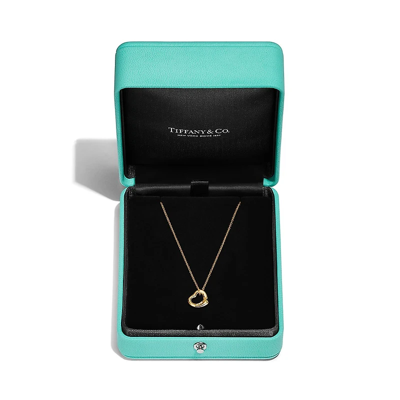 Elsa Peretti® Open Heart Pendant in 18k Gold with Diamonds