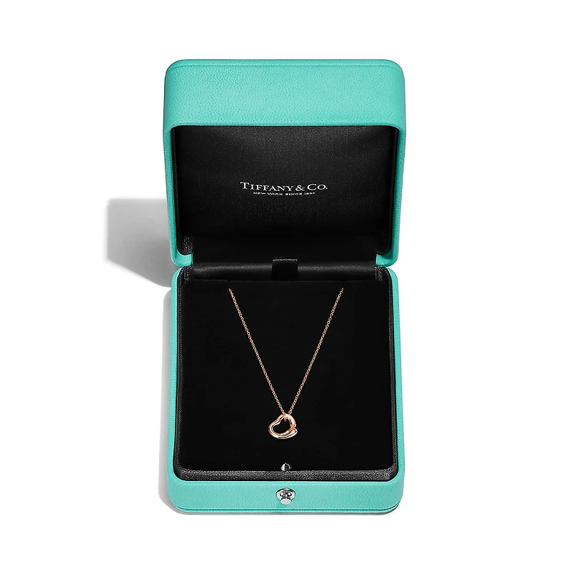 Elsa Peretti® Open Heart Pendant in 18k Rose Gold with Diamonds