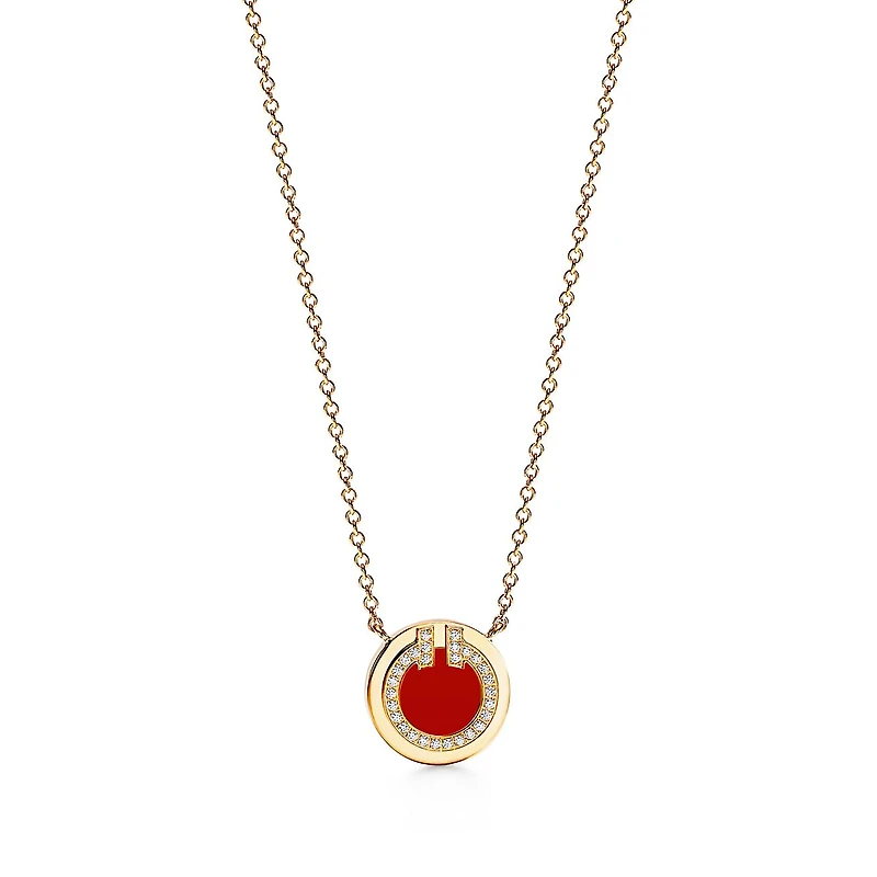Tiffany T Diamond and Carnelian Circle Pendant