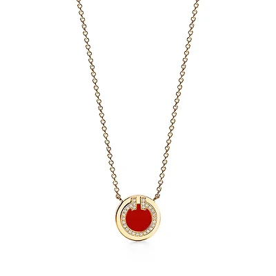 Tiffany T Diamond and Carnelian Circle Pendant