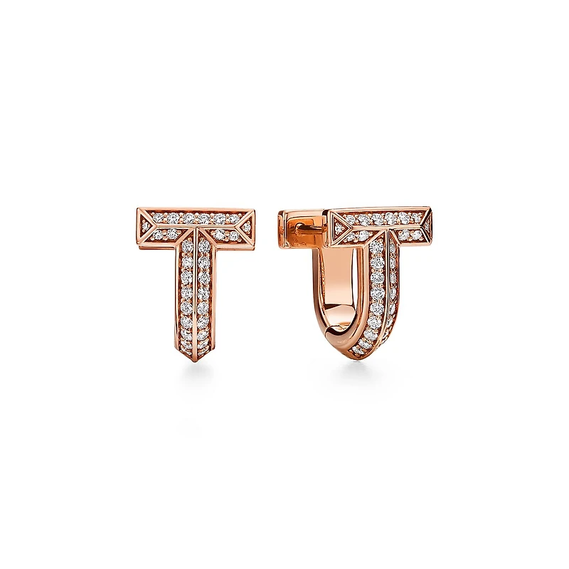 Tiffany T T1 Half Pavé Diamond Huggie Earrings
