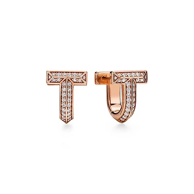 Tiffany T T1 Half Pavé Diamond Huggie Earrings