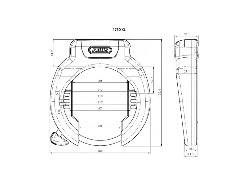 ABUS Ring Lock 4750XL R & RIB Battery Lock BES3 DT3 T82