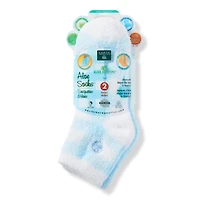 Earth Therapeutics Plaid & Solid Blue Aloe Socks
