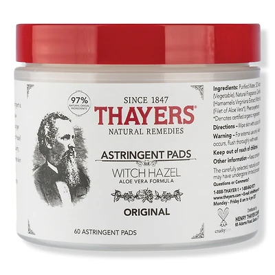 Thayers Original Witch Hazel Astringent Pads - 30 ct