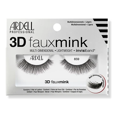 Ardell 3D Faux Mink #859, Multi-dimensional False Eyelash with Invisiband