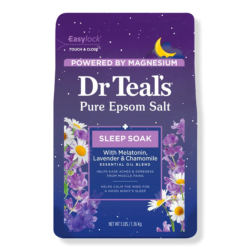 Dr Teal's Pure Epsom Salt Soak, Sleep Blend with Melatonin, Lavender & Chamomile Essential Oils