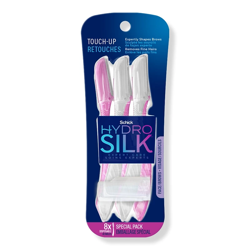 Schick Hydro Silk Touch-Up Exfoliating Dermaplaning Tool Eyebrow/Facial Razor - 8 ct