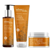 Urban Veda Soothing Sandalwood & Aloe Vera Skincare Heroes Set for Delicate Skin