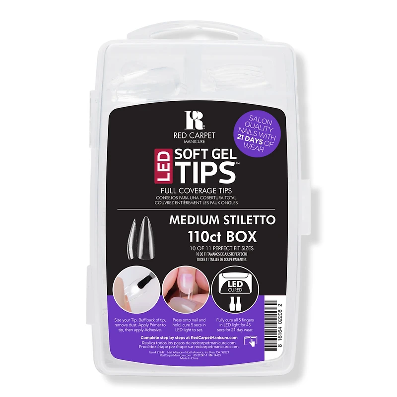 Red Carpet Manicure LED Soft Gel Medium Stiletto Nail Tips